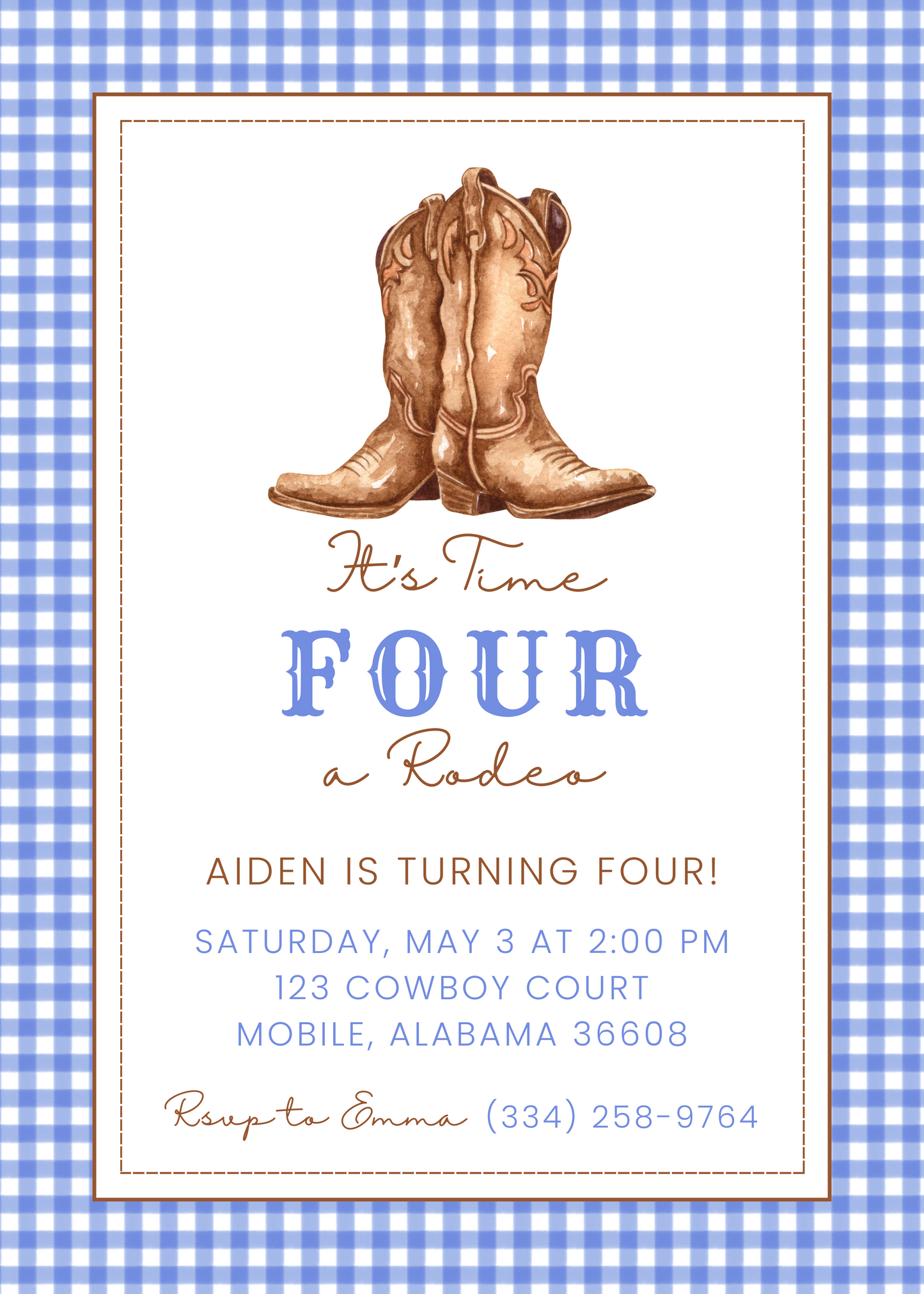 Time FOUR a Rodeo Birthday Party Invitation