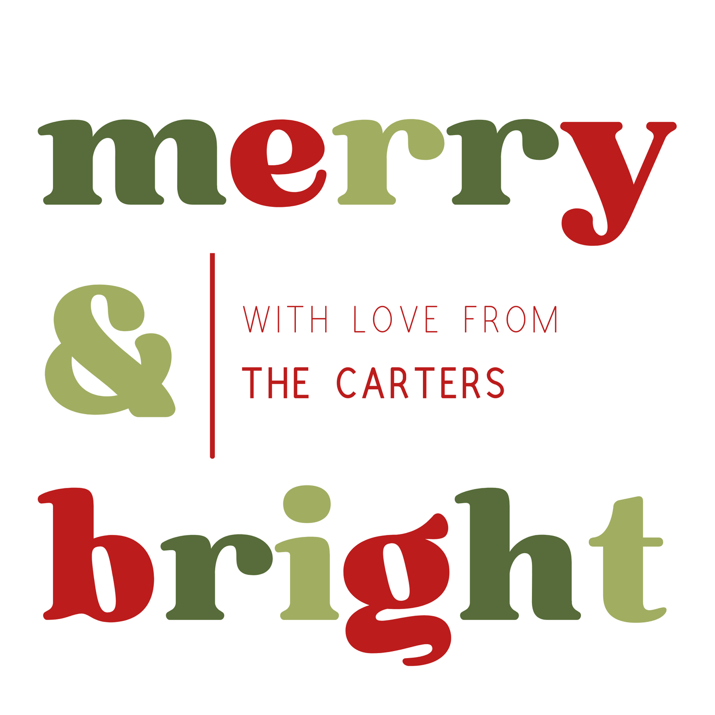 Merry & Bright Gift Tag - Red & Green