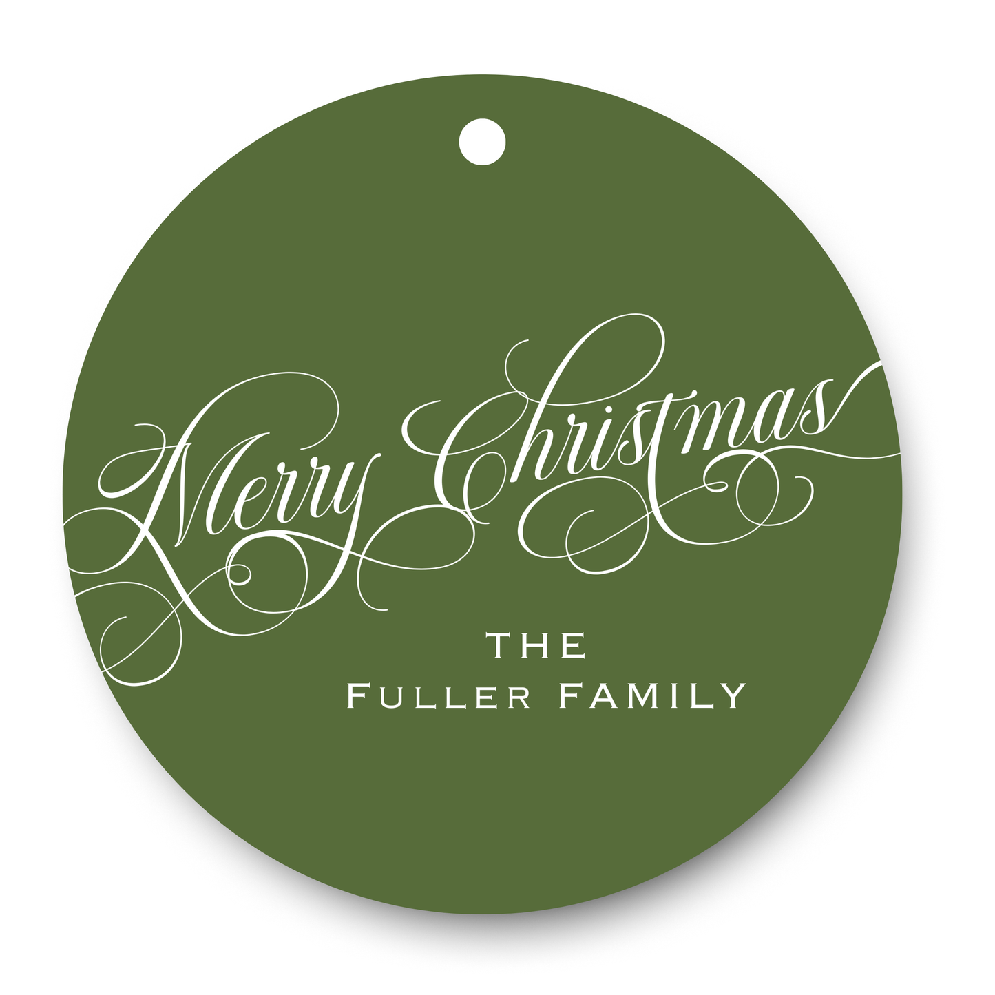Merry Christmas Round Gift Tag - Green