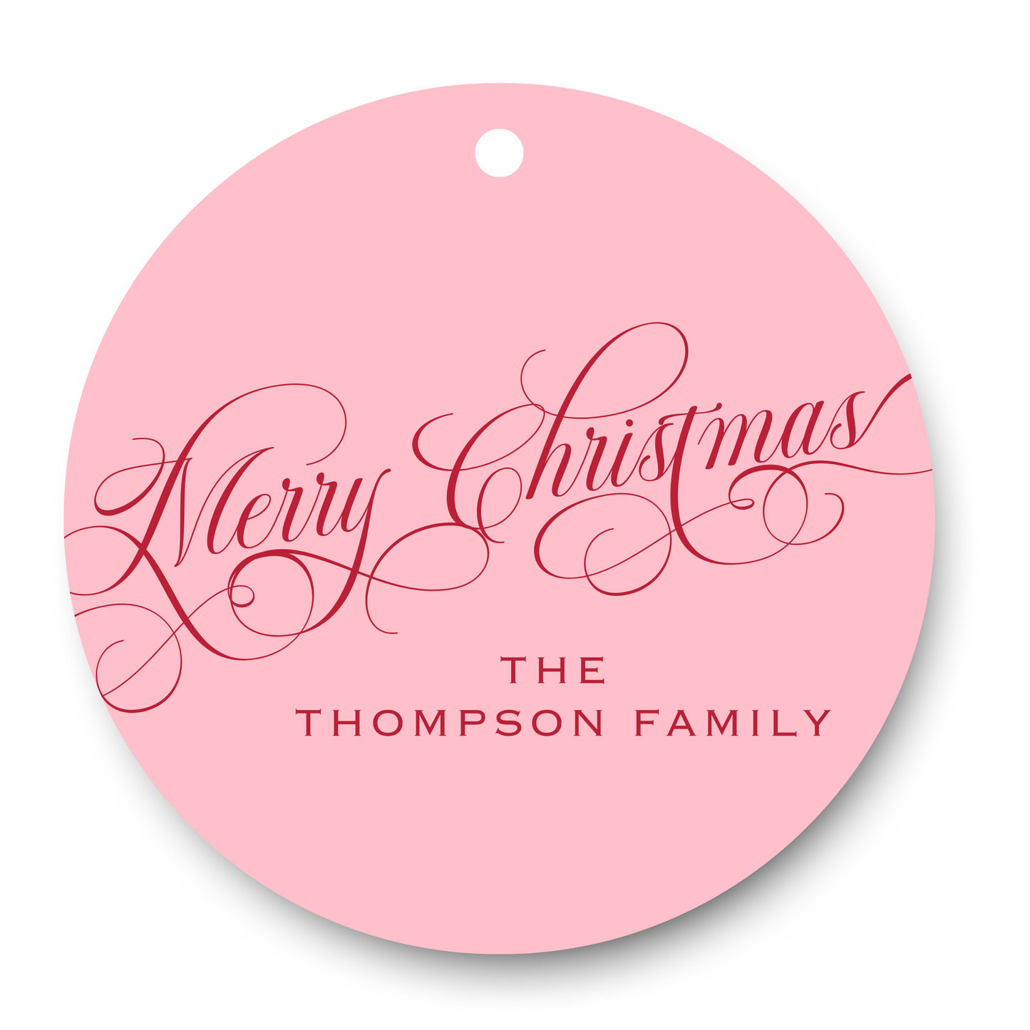 Merry Christmas Round Gift Tag - Pink