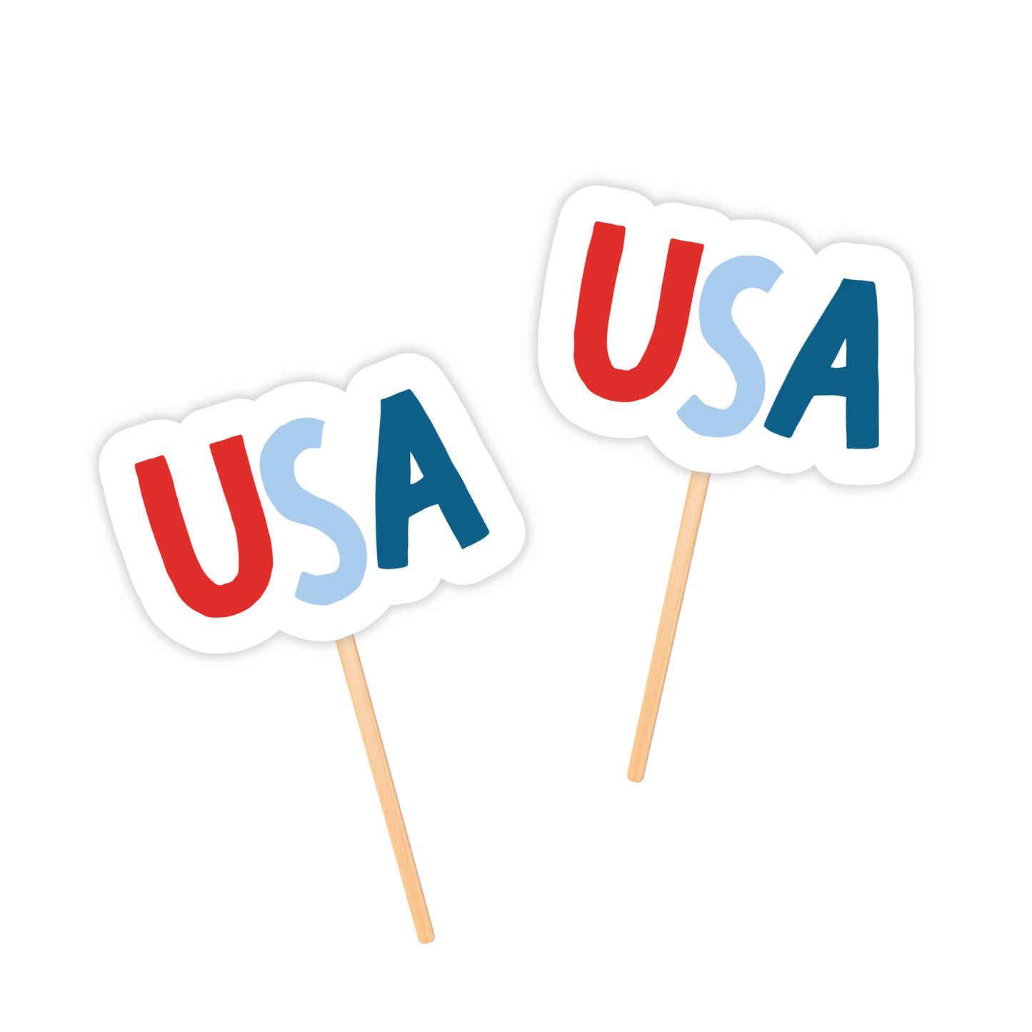 patriotic cupcake toppers with red white and blue USA, ShooFly Paper Co. Auburn, Alabama