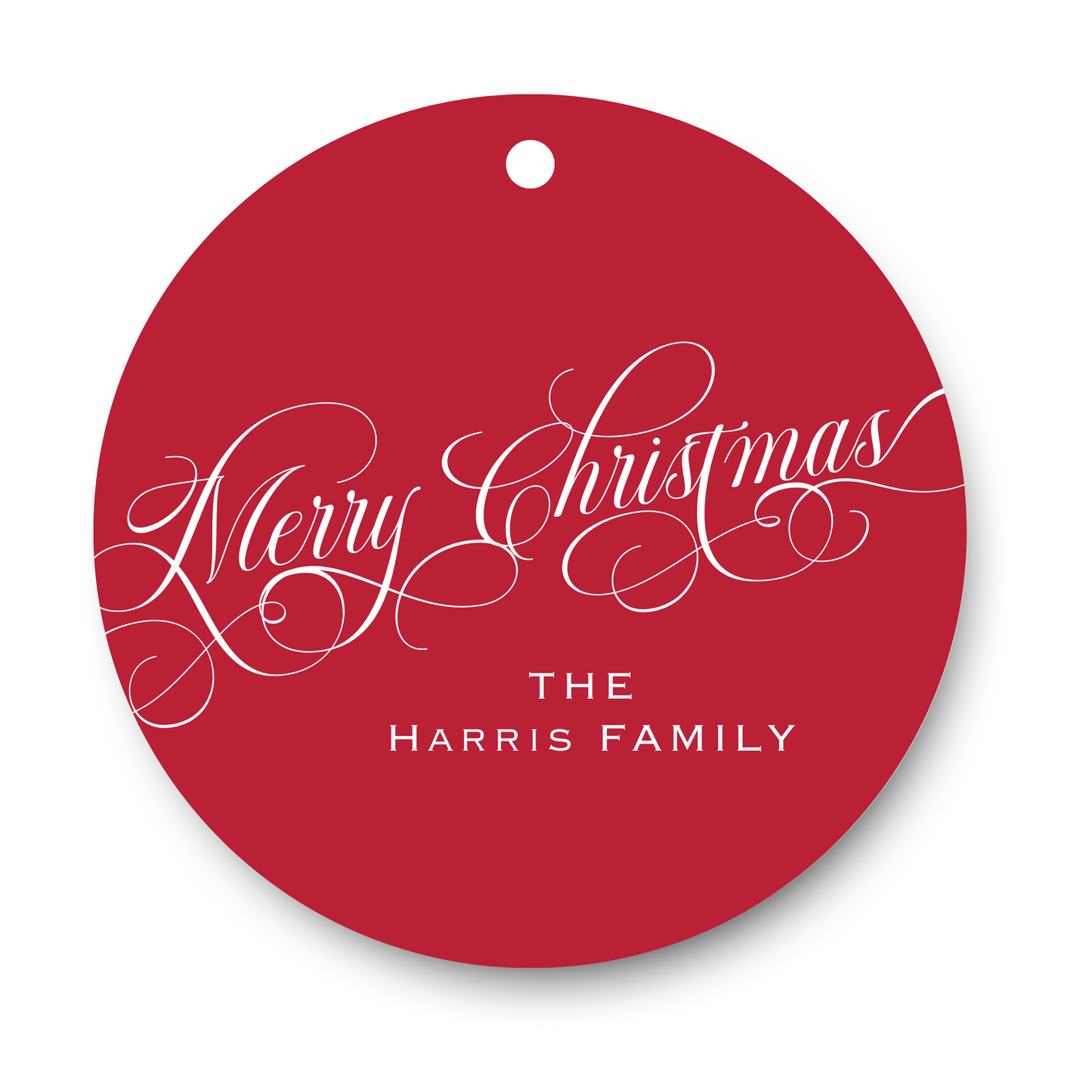 Merry Christmas Round Gift Tag - Red
