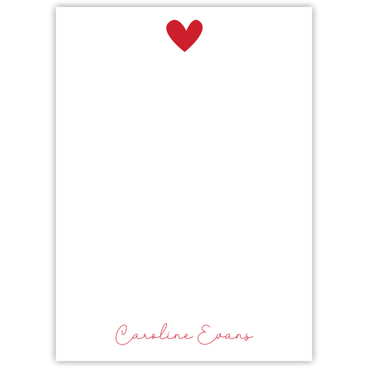 heart notepad with script name, ShooFly Paper Co. Auburn, Alabama