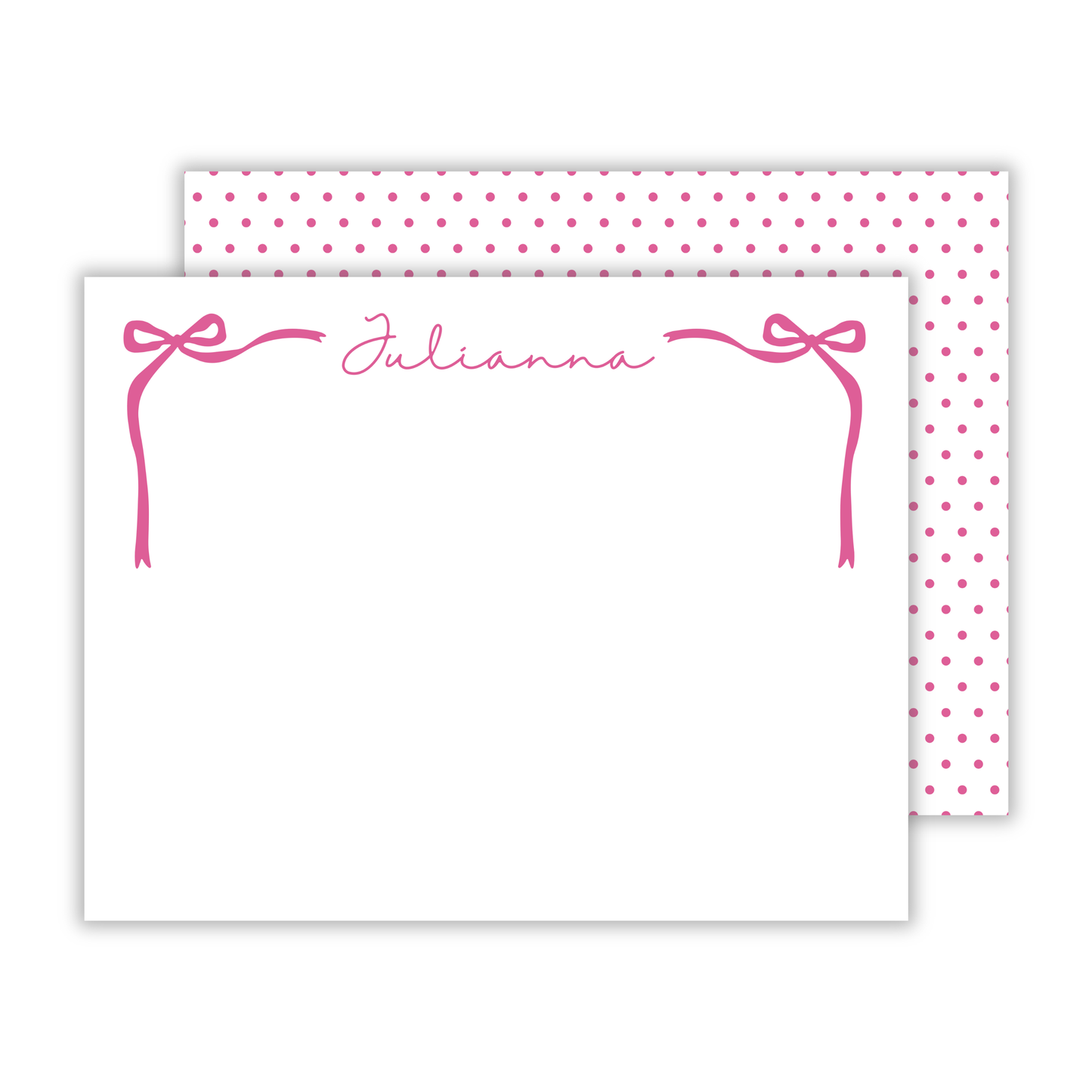 cute stationery for girls, bow stationery, polka dots, ShooFly Paper Co. Auburn, Alabama