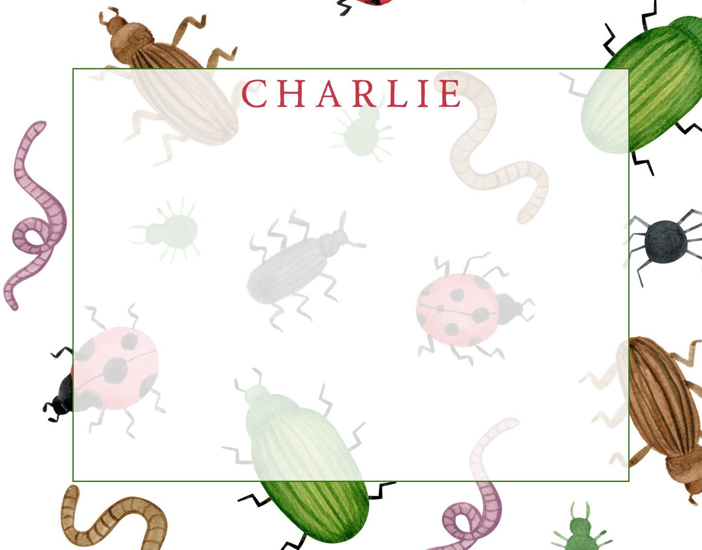 cute personalized notecards with bugs, ShooFly Paper Co. Auburn, AL