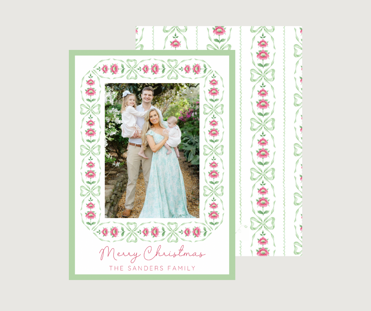 Bow & Floral Christmas Card
