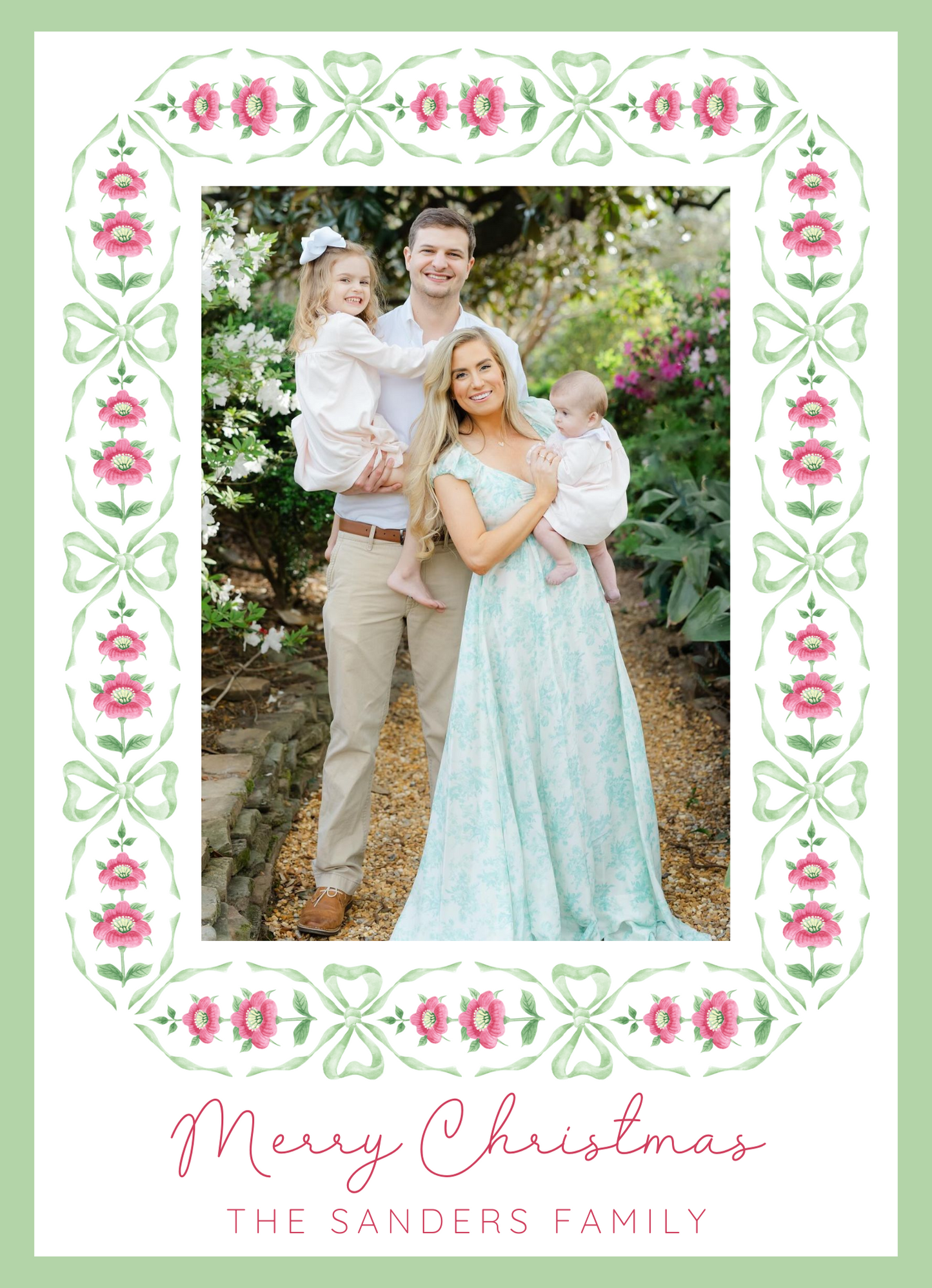 Bow & Floral Christmas Card
