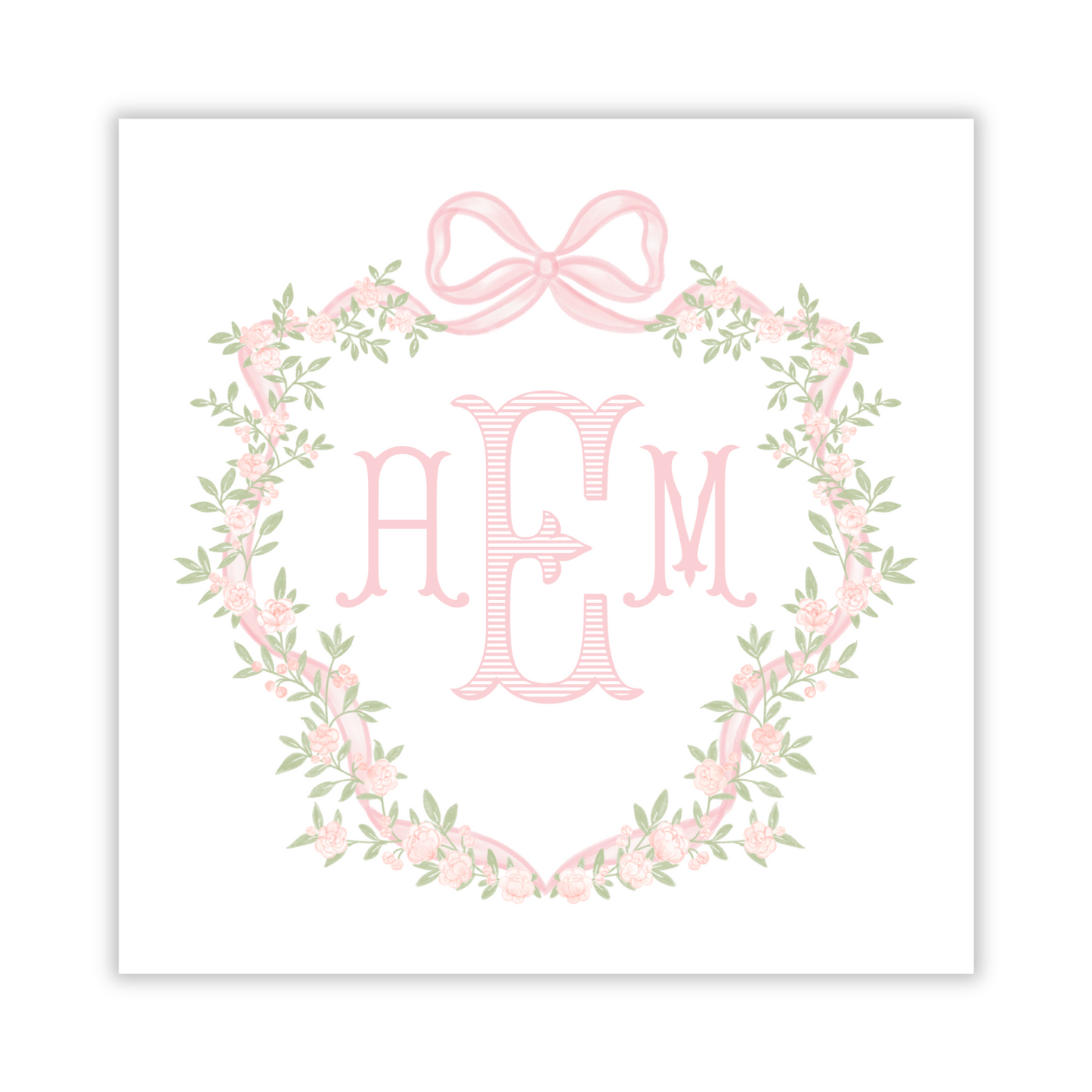gift tag for little girl with floral crest and elegant monogram, ShooFly Paper Co. Auburn, Alabama