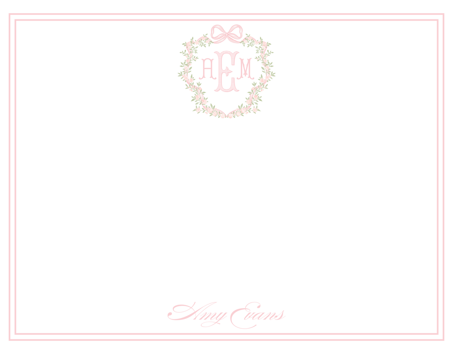 floral crest, monogram stationery, personalized notecards, shoofly paper co.