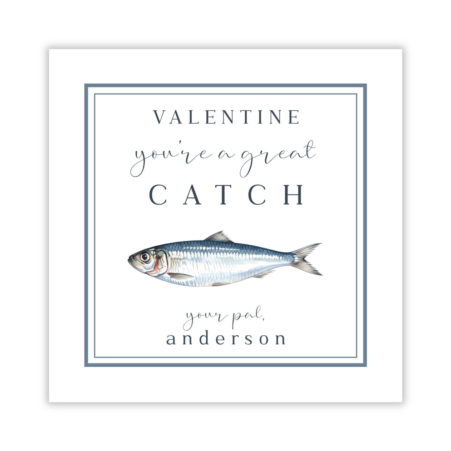 valentine gift tag with watercolor fish, fishing lure gift tag, you're a great catch, ShooFly Paper Co. Auburn, Alabama