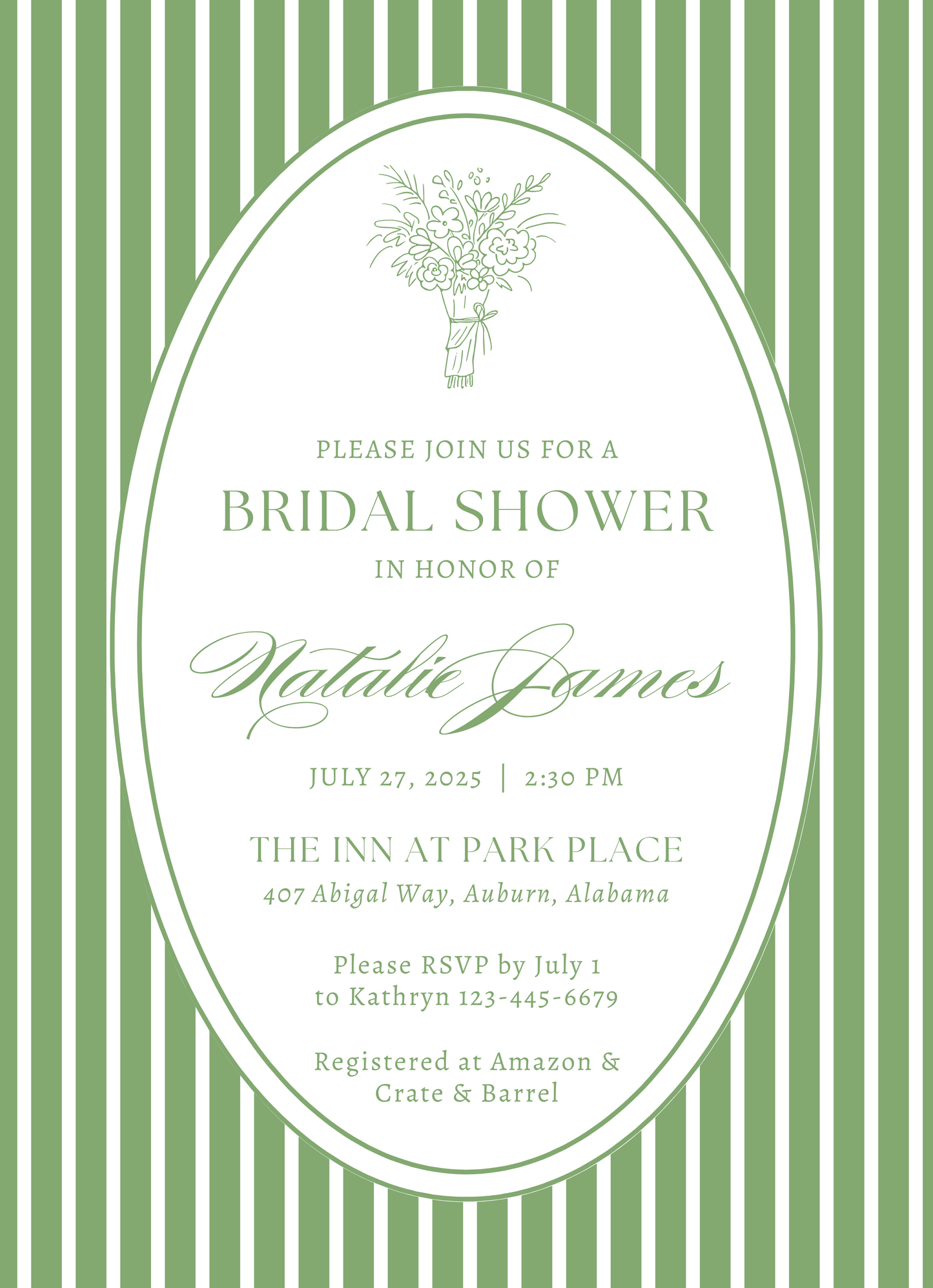 bridal shower, baby shower, sage green, shoofly paper co.