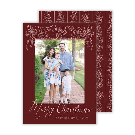 elegant simple christmas card with sketch lillies of the valley, ShooFly Paper Co. Auburn, Alabama