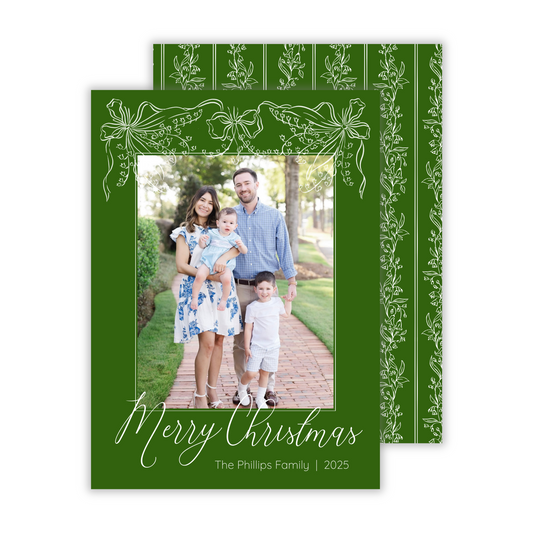 elegant simple christmas card with sketch lillies of the valley, ShooFly Paper Co. Auburn, Alabama