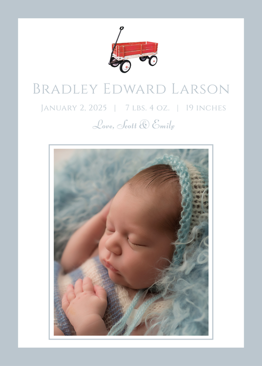 Wagon Birth Announcement for Boy ShooFly Paper Co.