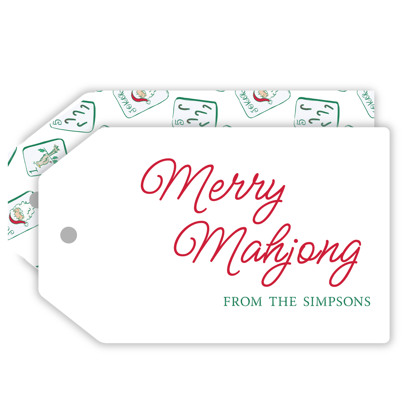 gift tag for mahjong party, mahjong Christmas party, ShooFly Paper Co. Auburn, Alabama