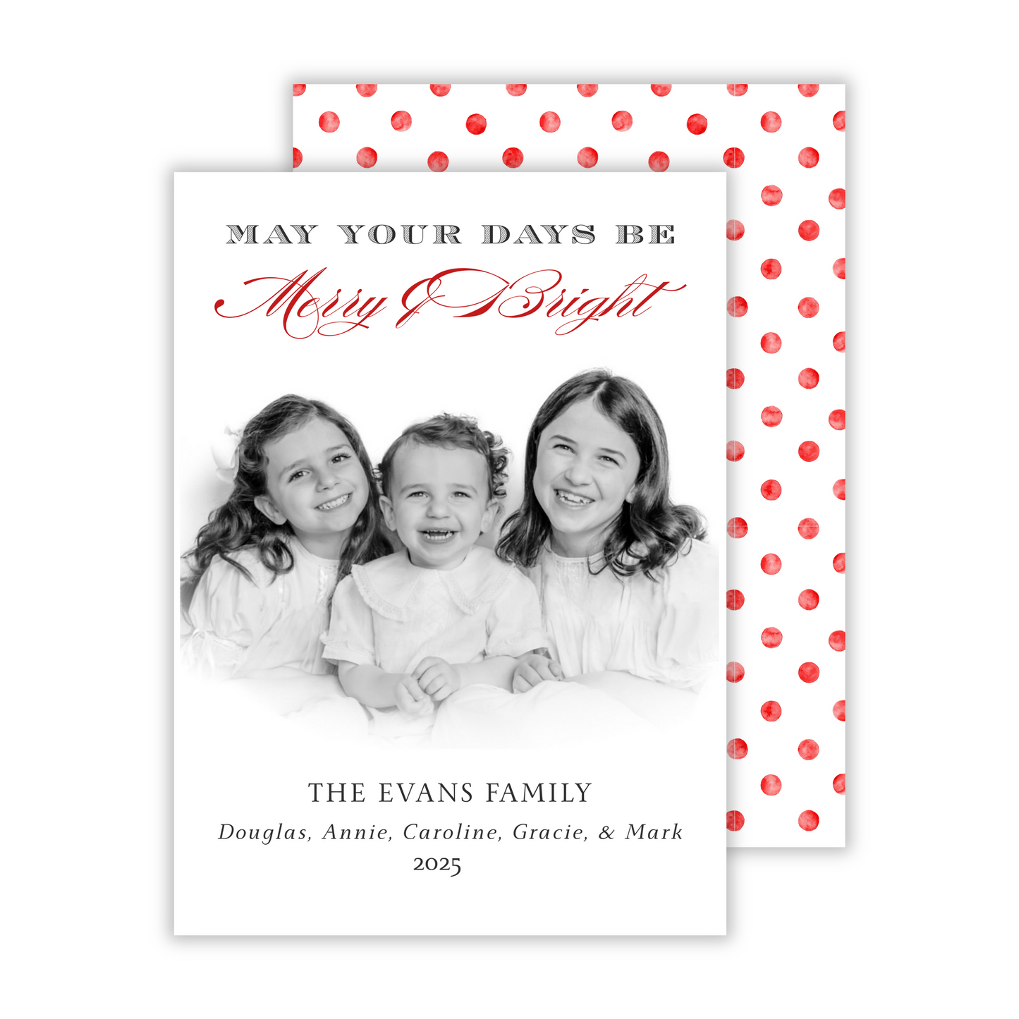 red and black christmas card with heirloom photo, ShooFly Paper Co. Auburn, Alabama