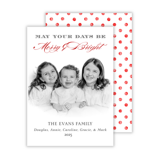 red and black christmas card with heirloom photo, ShooFly Paper Co. Auburn, Alabama