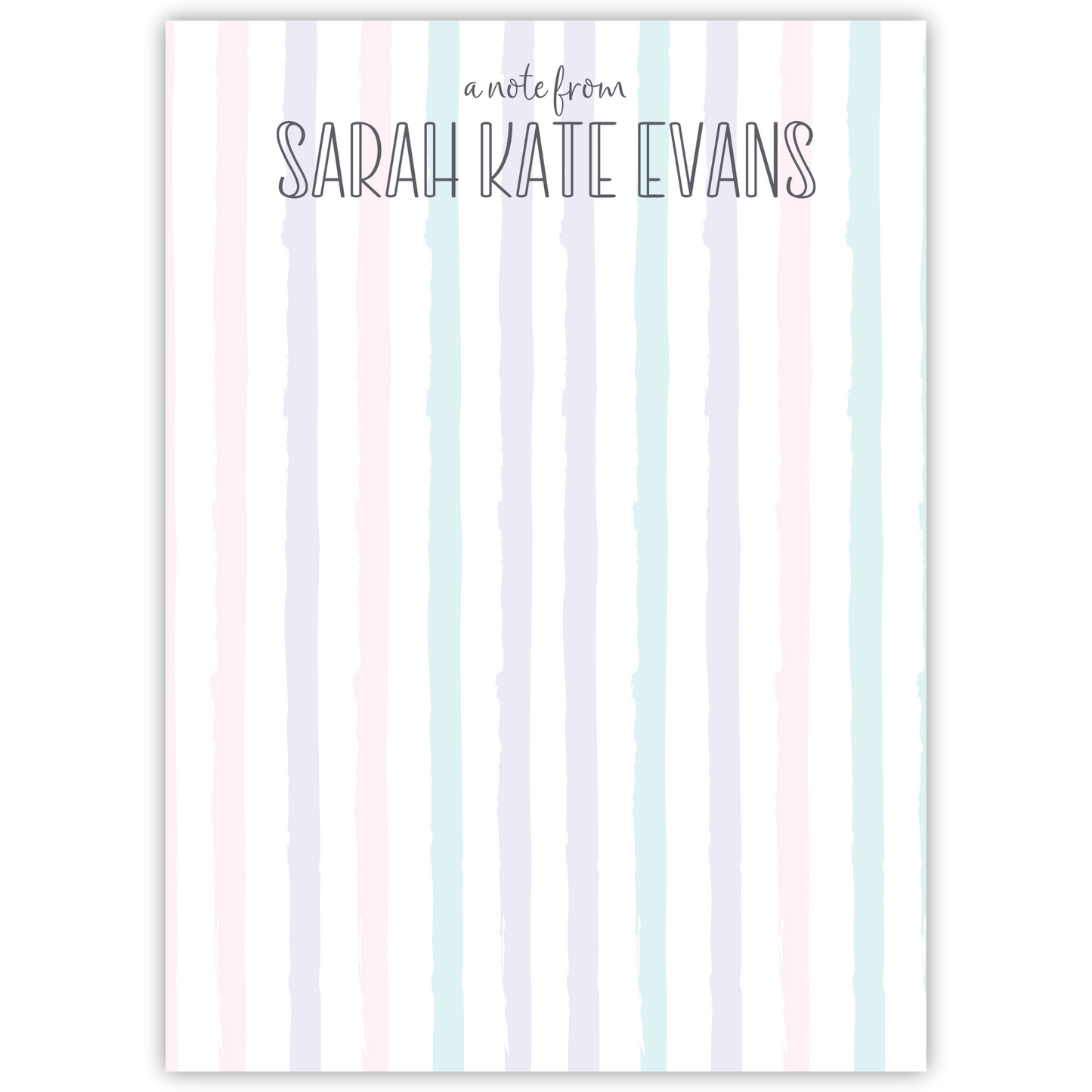 personalized striped notepad, ShooFly Paper Co. Auburn, Alabama