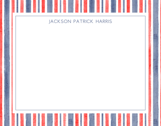 Red White & Blue Stripe Stationery Set