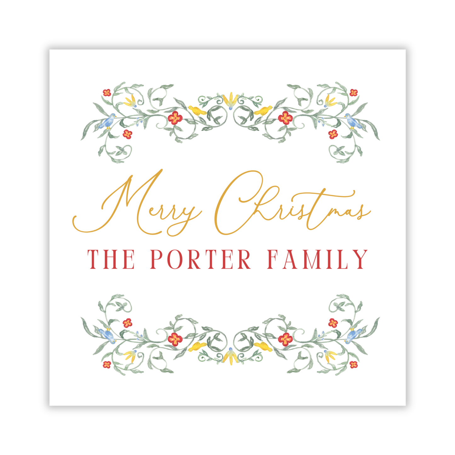 personalized christmas gift tag with garden theme, ShooFly Paper Co. Auburn, Alabama