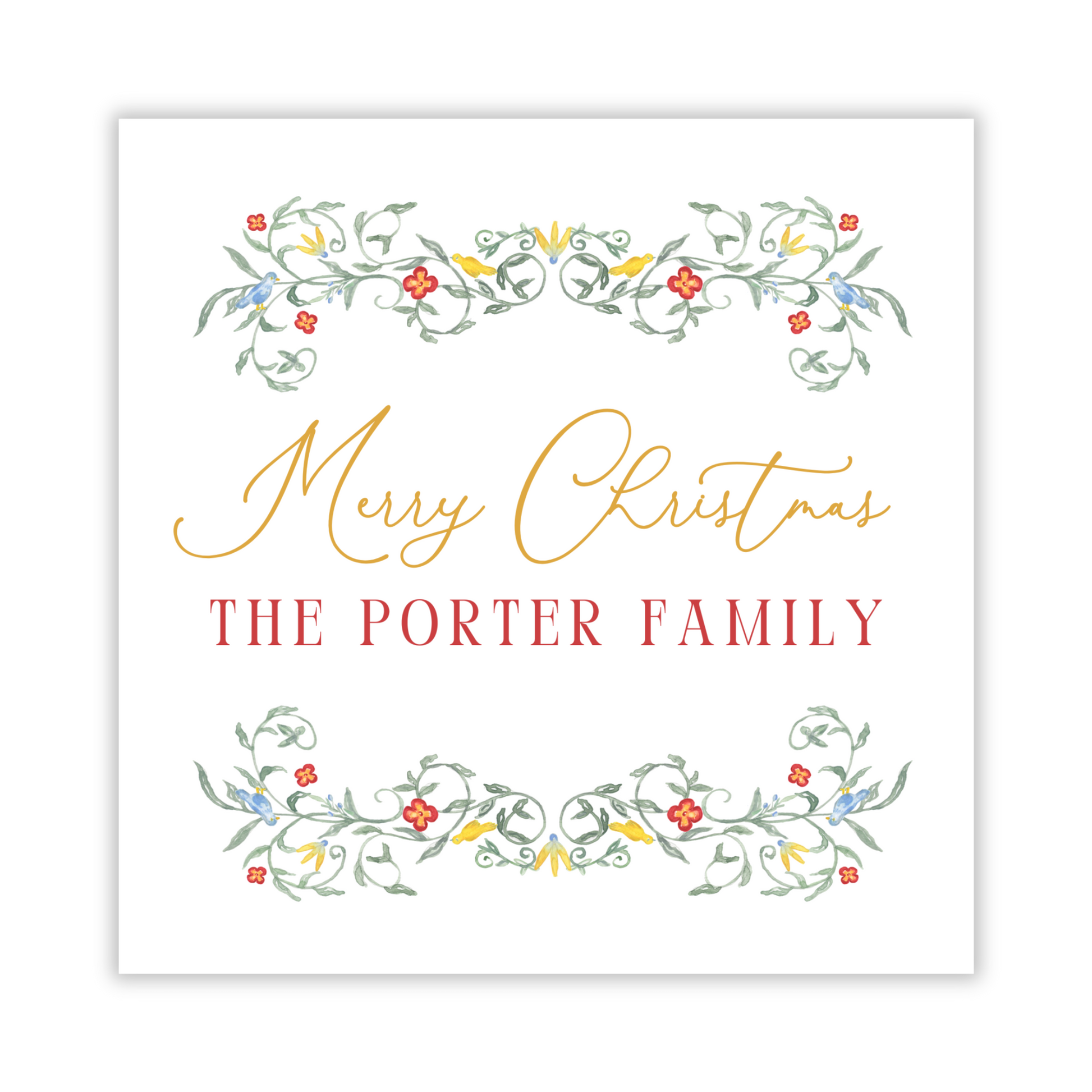 personalized christmas gift tag with garden theme, ShooFly Paper Co. Auburn, Alabama
