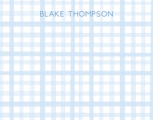 Blue Gingham Stationery Set