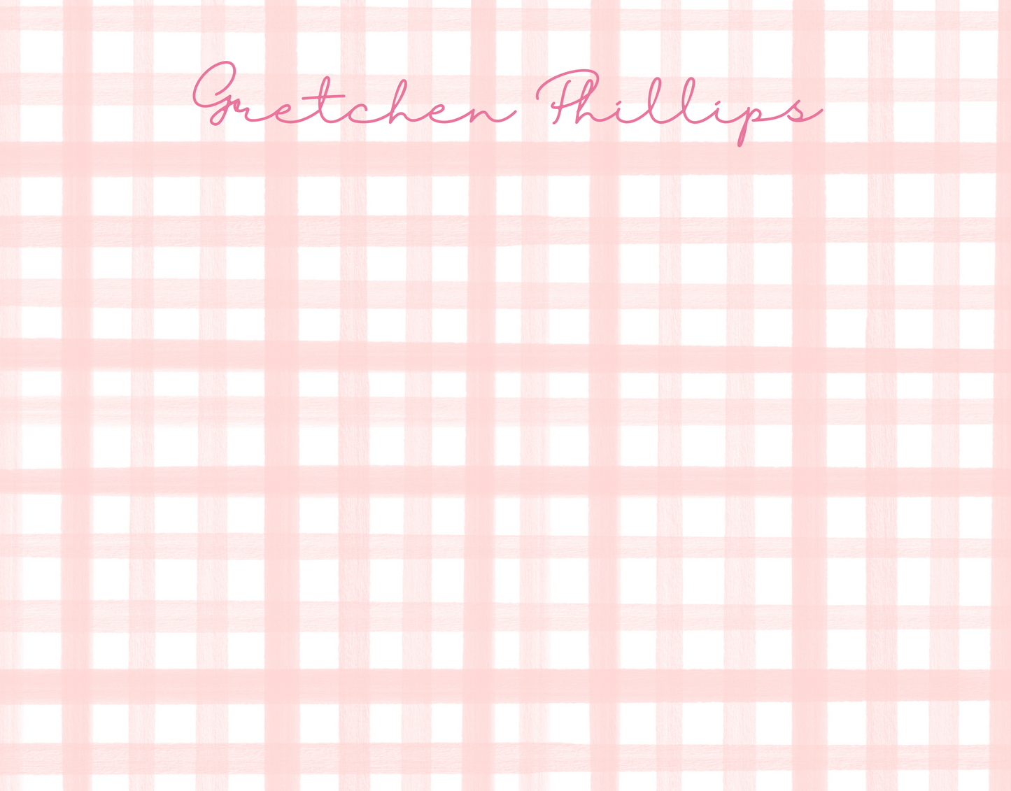 Pink Gingham Stationery Set