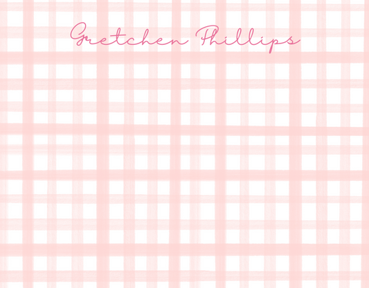 Pink Gingham Stationery Set