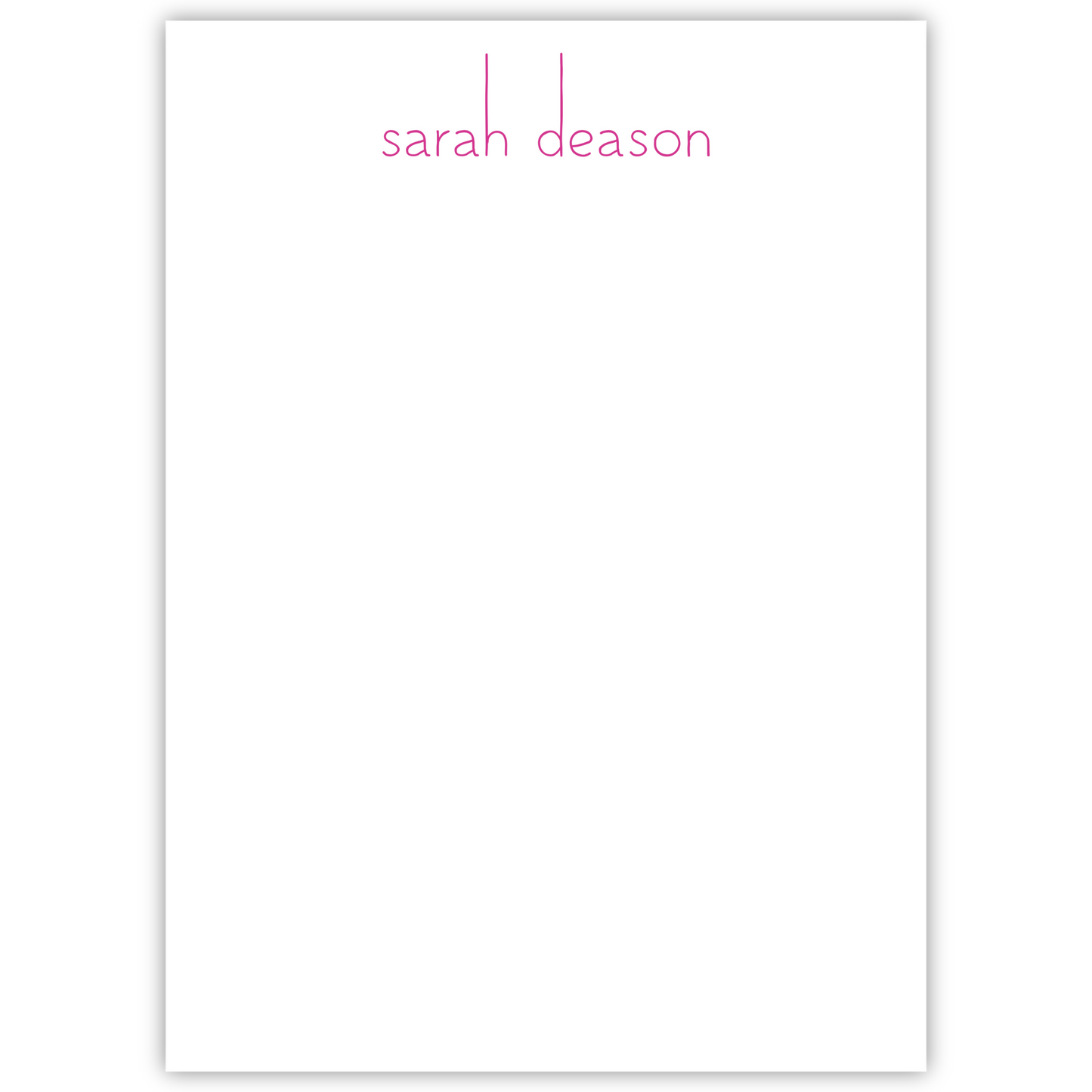 personalized notepad with simple name; ShooFly Paper Co. Auburn, Alabama