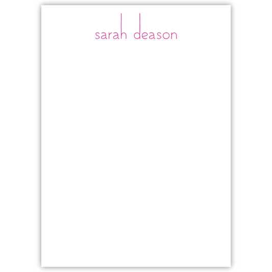 personalized notepad with simple name; ShooFly Paper Co. Auburn, Alabama