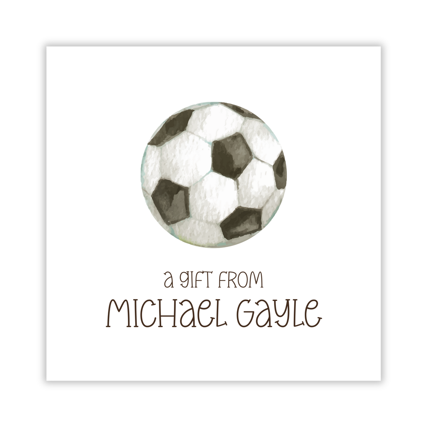 sports gift tag for boys, soccer calling card, soccer gift tag, soccer party favor tag, ShooFly Paper Co. Auburn, Alabama