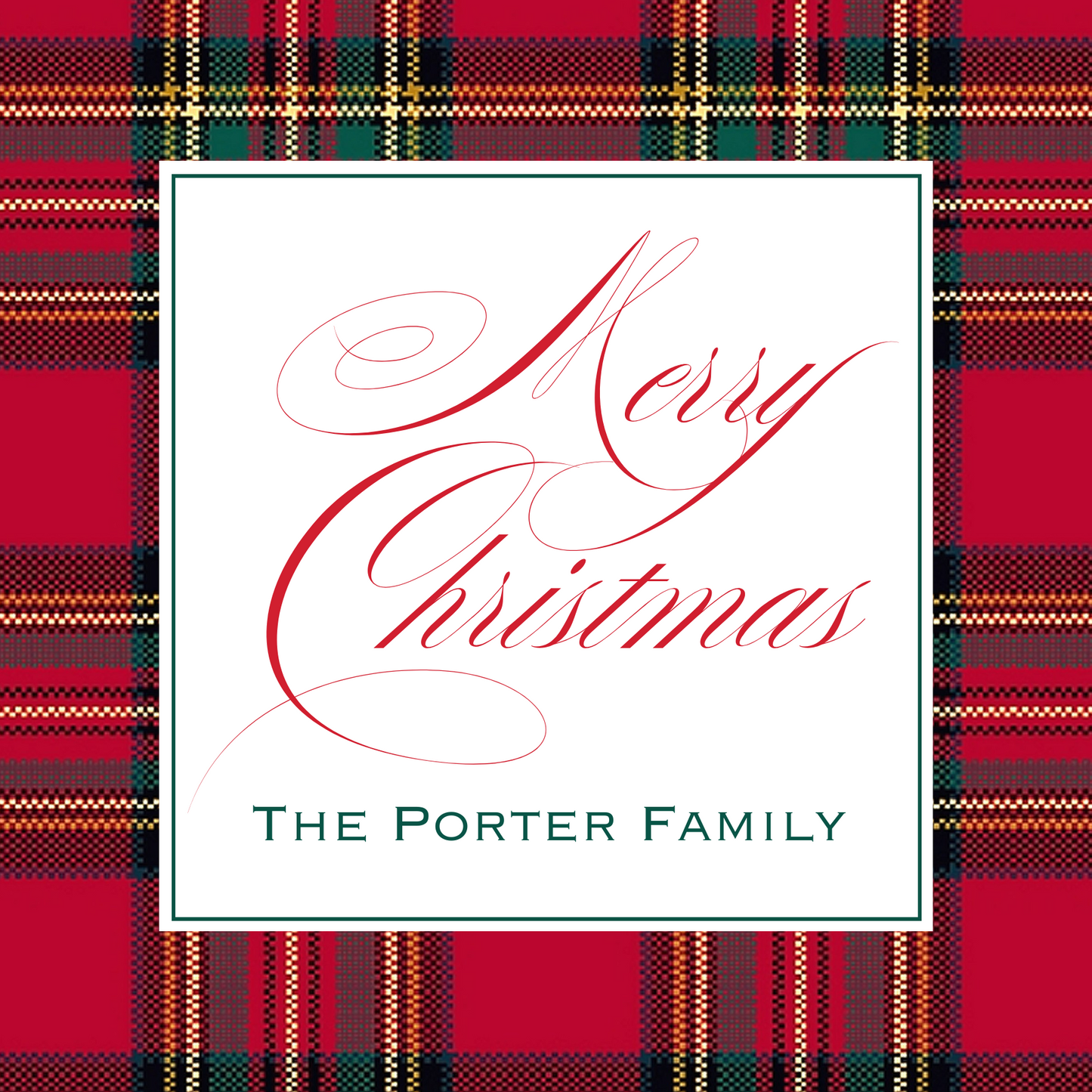 tartain plaid square gift tag, ShooFly Paper Co. Auburn, Alabama