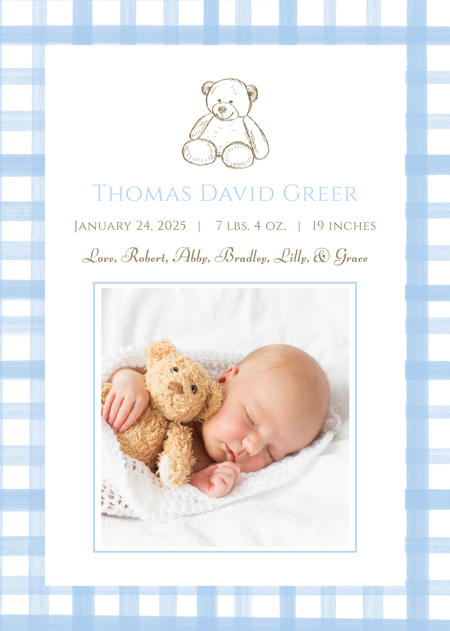 Teddy Bear Birth Announcement ShooFly Paper Co.