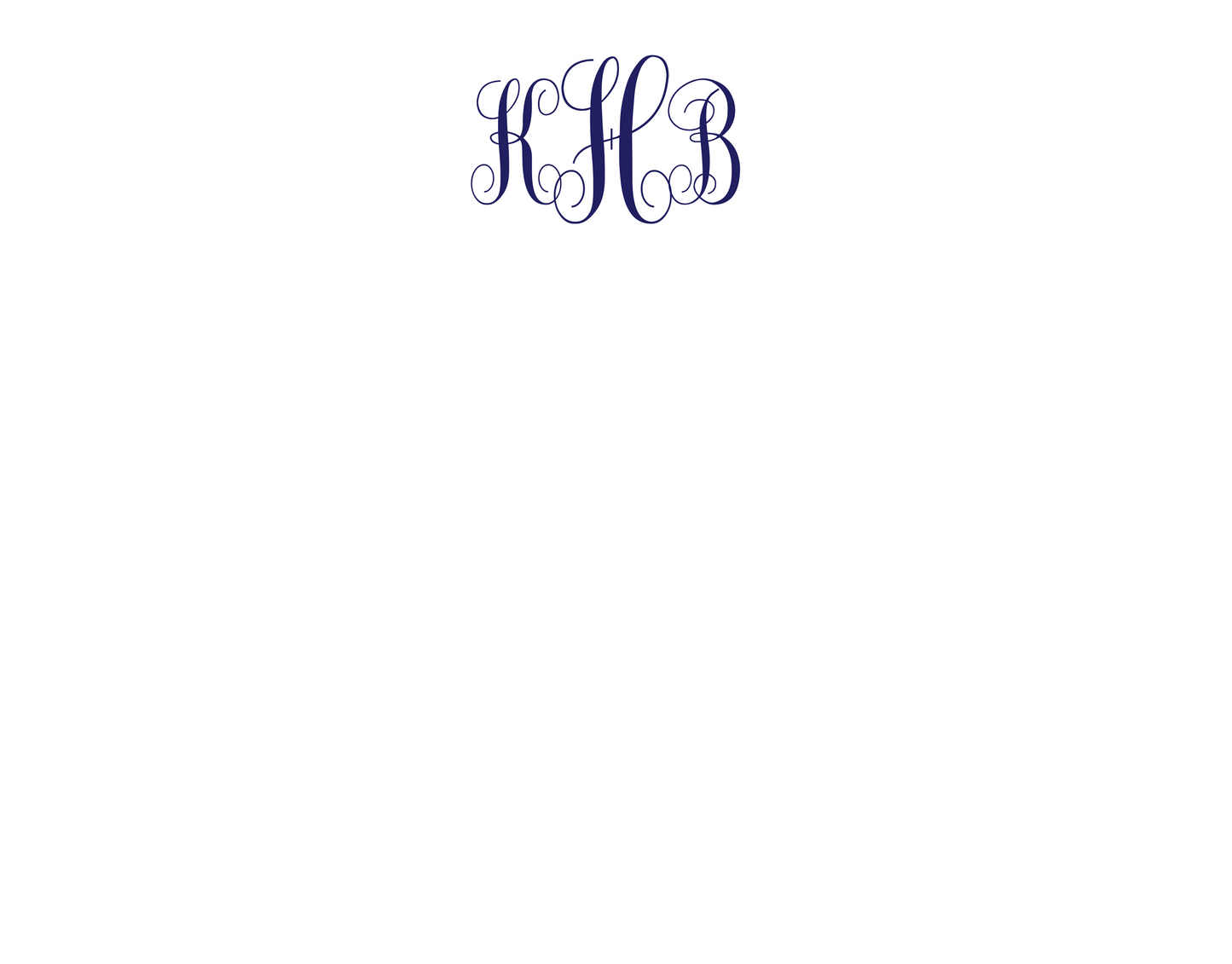 personalized notecard with traditional scroll monogram, ShooFly Paper Co. Auburn, AL