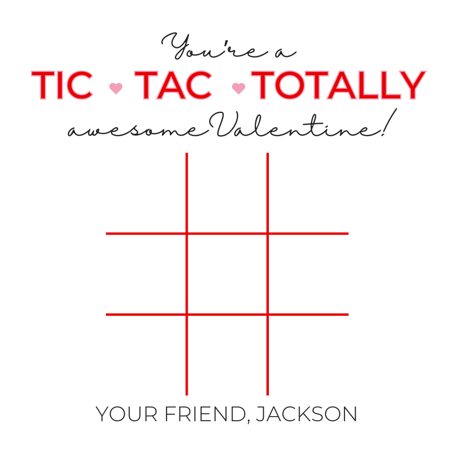 Tic Tac Toe Valentine
