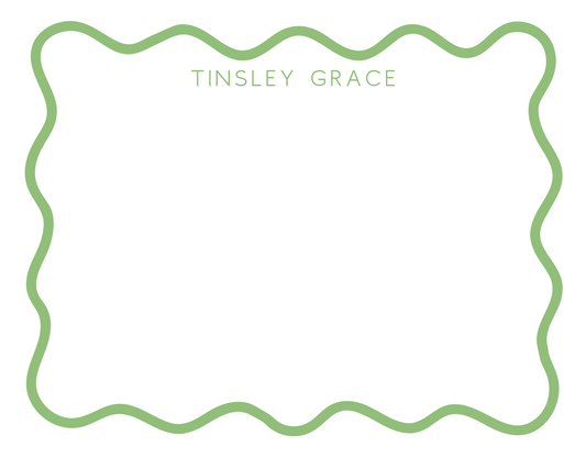 Wavy Border Stationery Set Green