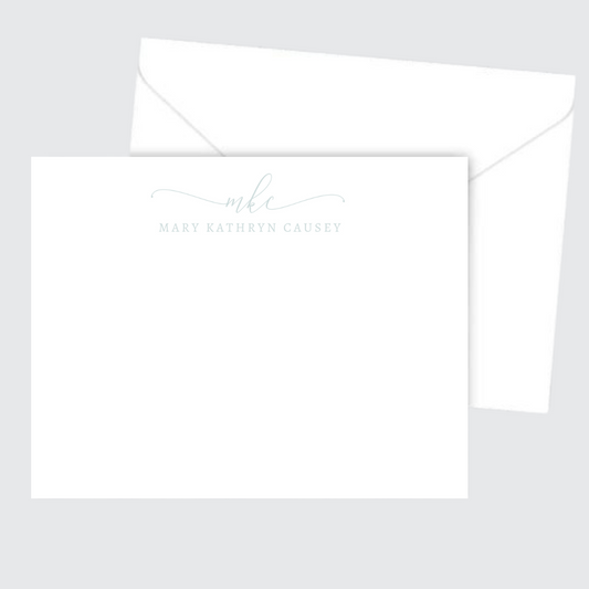 Script Monogram Stationery Set - Light Blue