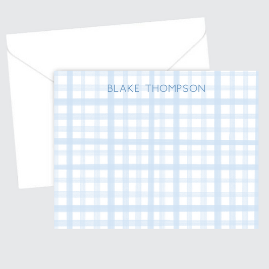 Blue Gingham Stationery Set