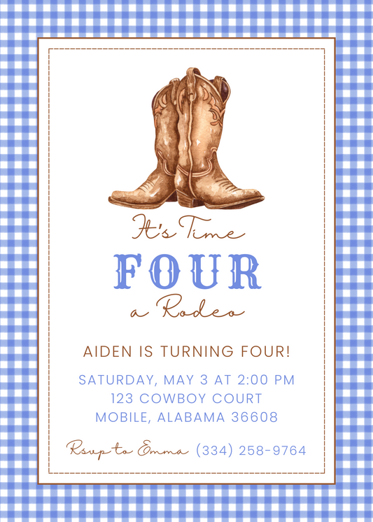 Time FOUR a Rodeo Birthday Party Invitation
