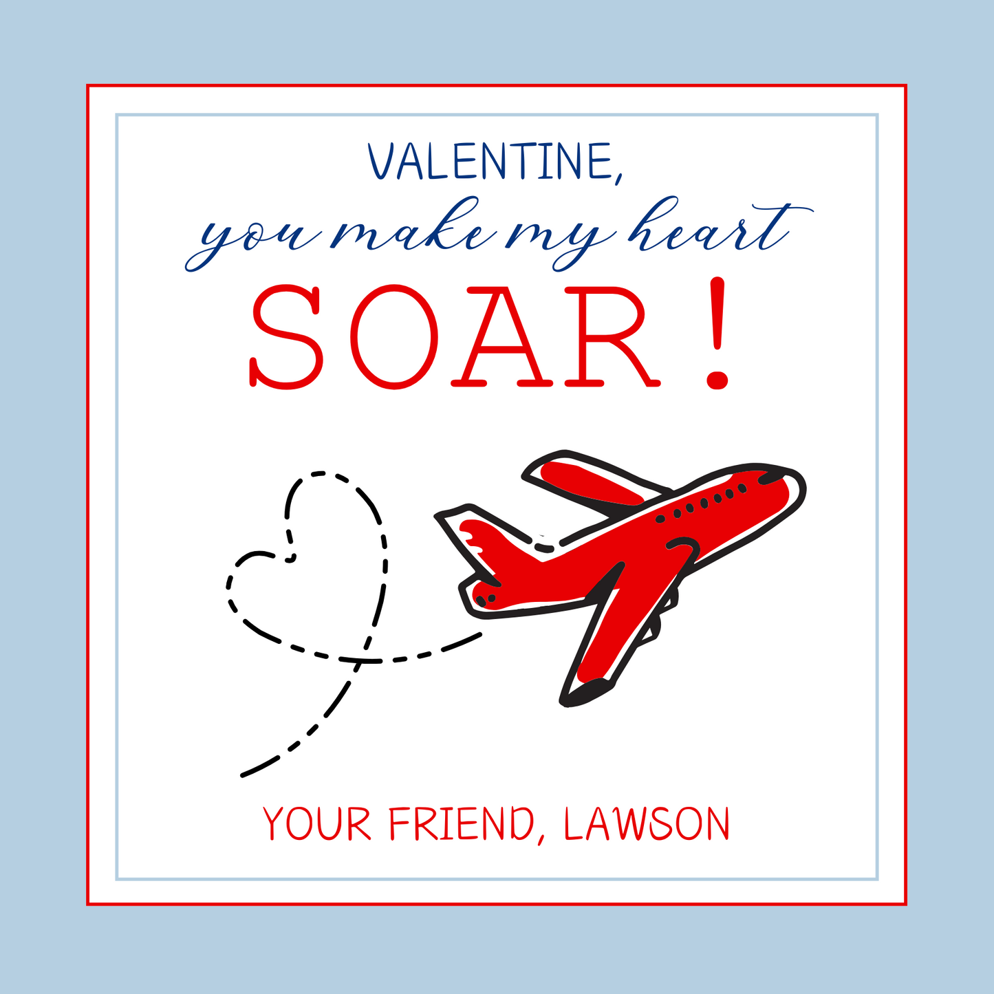 Airplane Valentine - Light Blue