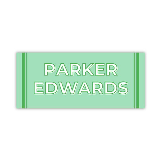 Water Resistant Name Labels - Green Crayon