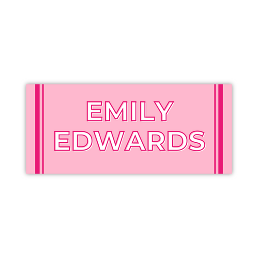 Water Resistant Name Labels - Pink Crayon