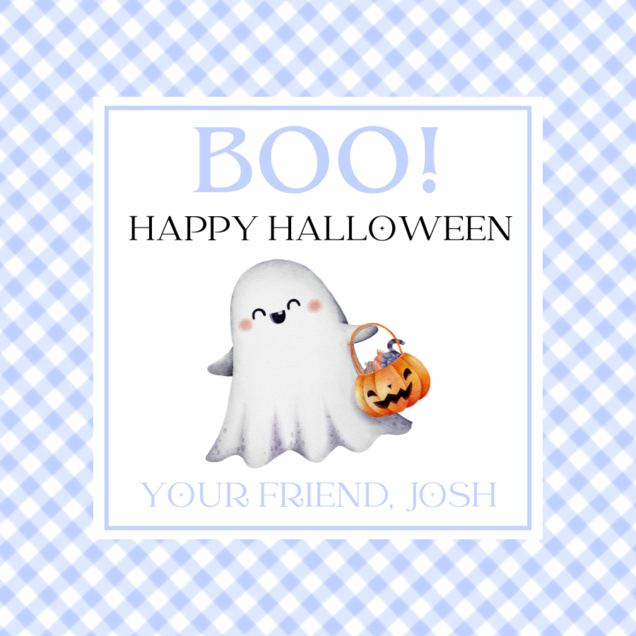 Ghost Halloween Gift Tag - Blue