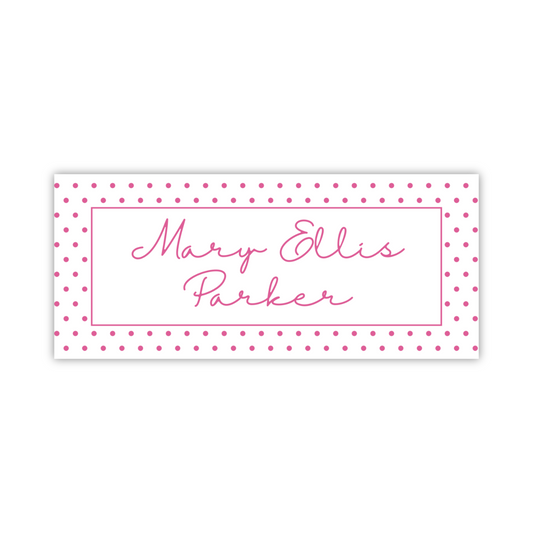 Water Resistant Name Labels - Dark Pink Polka Dots