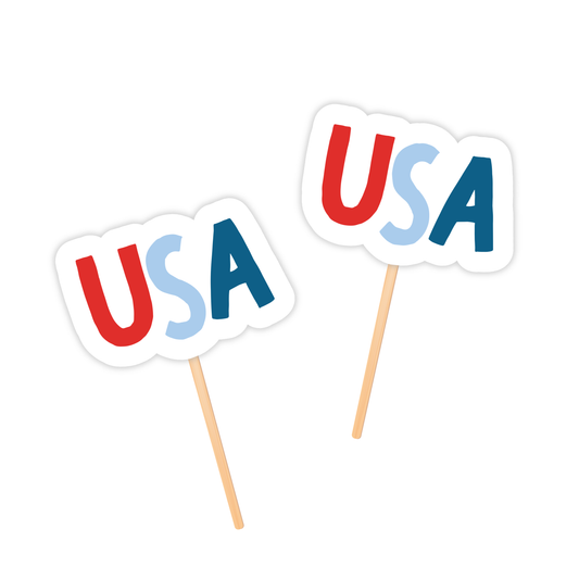 patriotic cupcake toppers with red white and blue USA, ShooFly Paper Co. Auburn, Alabama