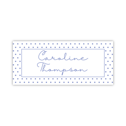 Water Resistant Name Labels - Blue Polka Dots