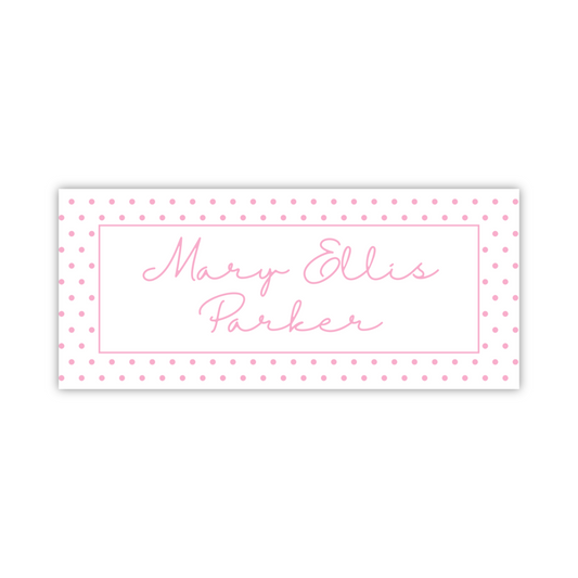 Water Resistant Name Labels - Light Pink Polka Dots