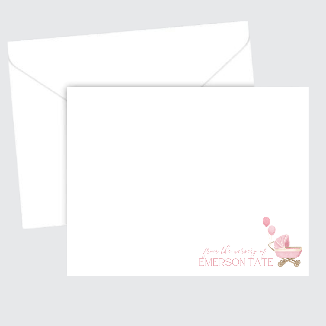 Pram Baby Girl Stationery Set