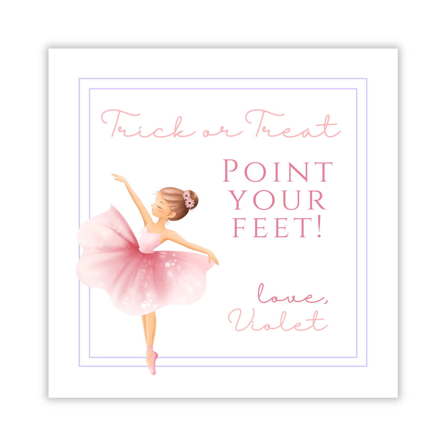 ballerina gift tag, halloween dance class, ShooFly Paper Co. Auburn, Alabama
