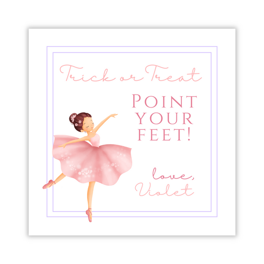 halloween ballerina gift tag, halloween dance class, ShooFly Paper Co. Auburn, Alabama